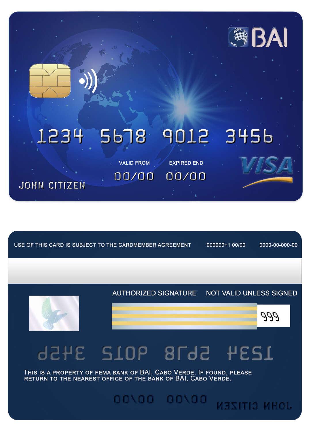 Download Cabo Verde BAI  bank visa card Photoshop template
